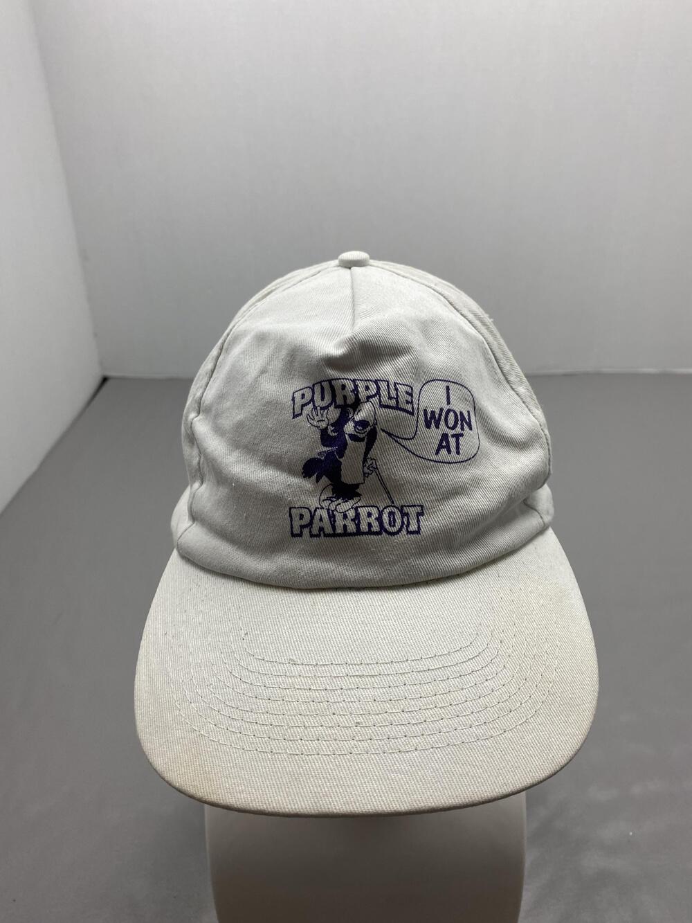 Purple Parrot Hat Cap Strap Back One Size White Baseball Cap Twill Mens